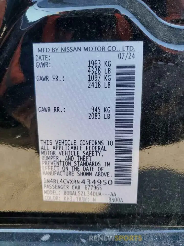 13 Фотография поврежденного автомобиля 1N4BL4CVXRN434950 NISSAN ALTIMA 2024