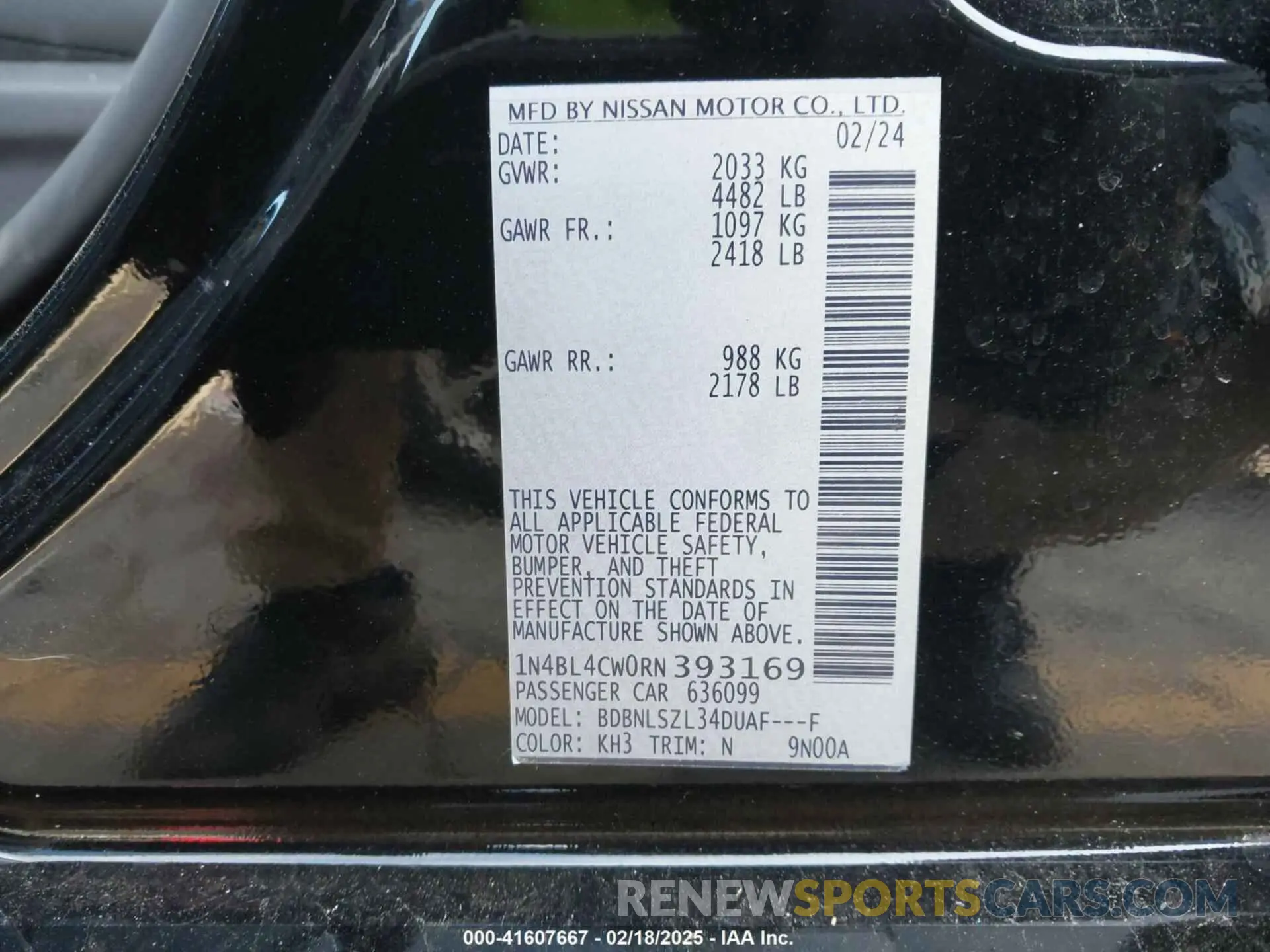 9 Фотография поврежденного автомобиля 1N4BL4CW0RN393169 NISSAN ALTIMA 2024