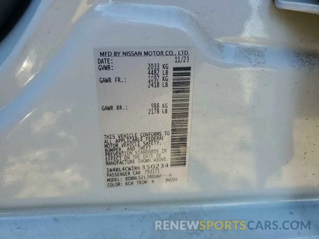14 Фотография поврежденного автомобиля 1N4BL4CW1RN350234 NISSAN ALTIMA 2024