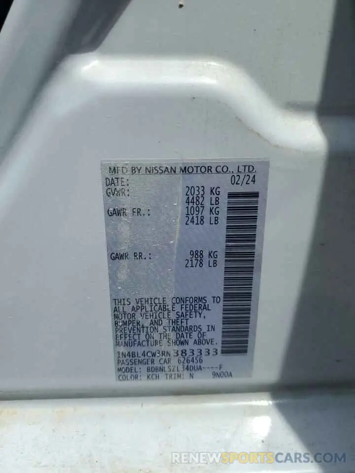 12 Фотография поврежденного автомобиля 1N4BL4CW3RN383333 NISSAN ALTIMA 2024