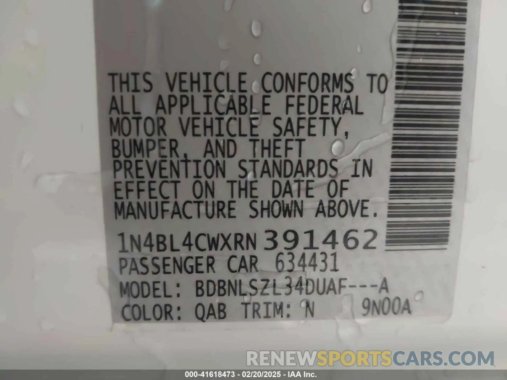 9 Photograph of a damaged car 1N4BL4CWXRN391462 NISSAN ALTIMA 2024