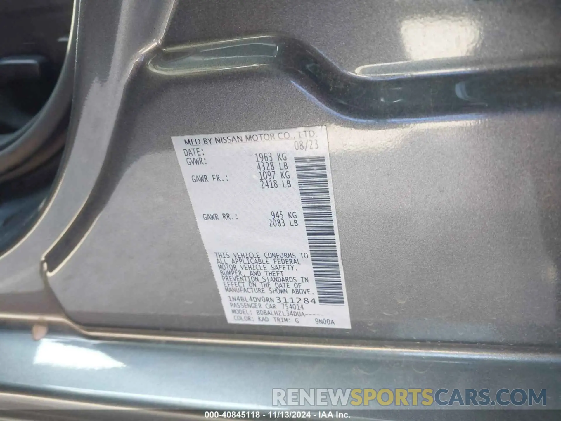 9 Фотография поврежденного автомобиля 1N4BL4DV0RN311284 NISSAN ALTIMA 2024