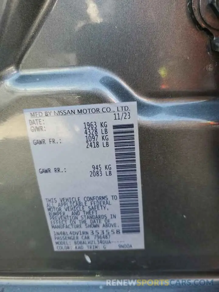 12 Фотография поврежденного автомобиля 1N4BL4DV1RN353558 NISSAN ALTIMA 2024