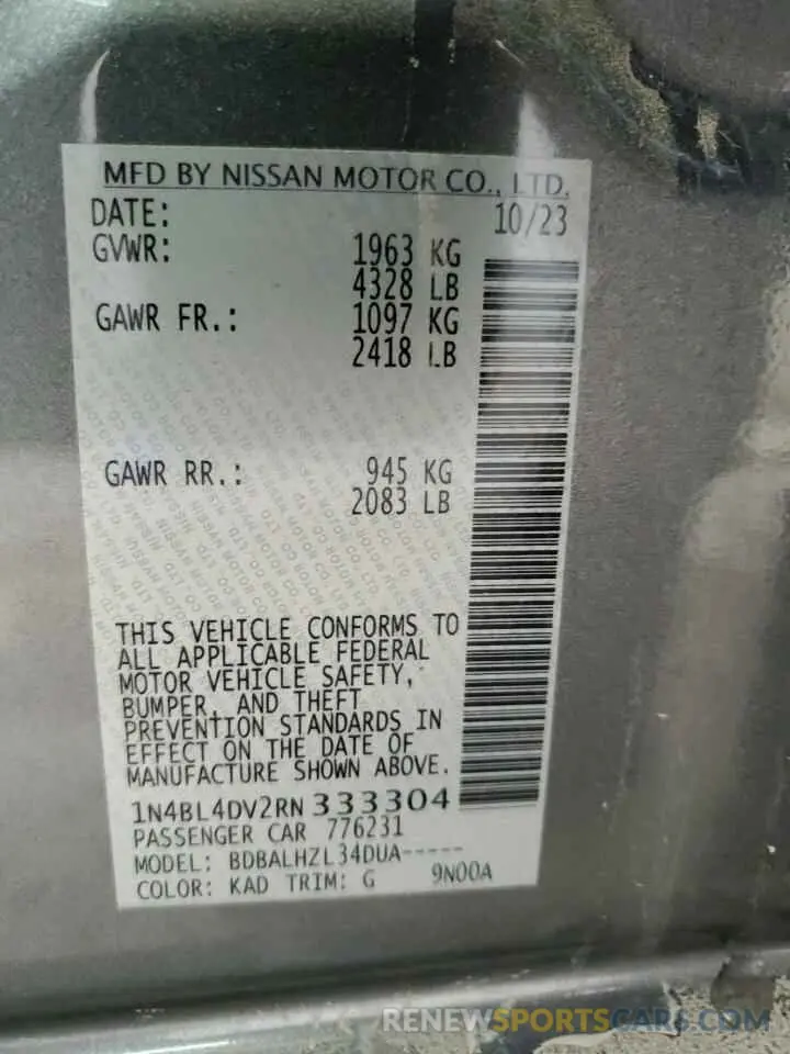 13 Фотография поврежденного автомобиля 1N4BL4DV2RN333304 NISSAN ALTIMA 2024