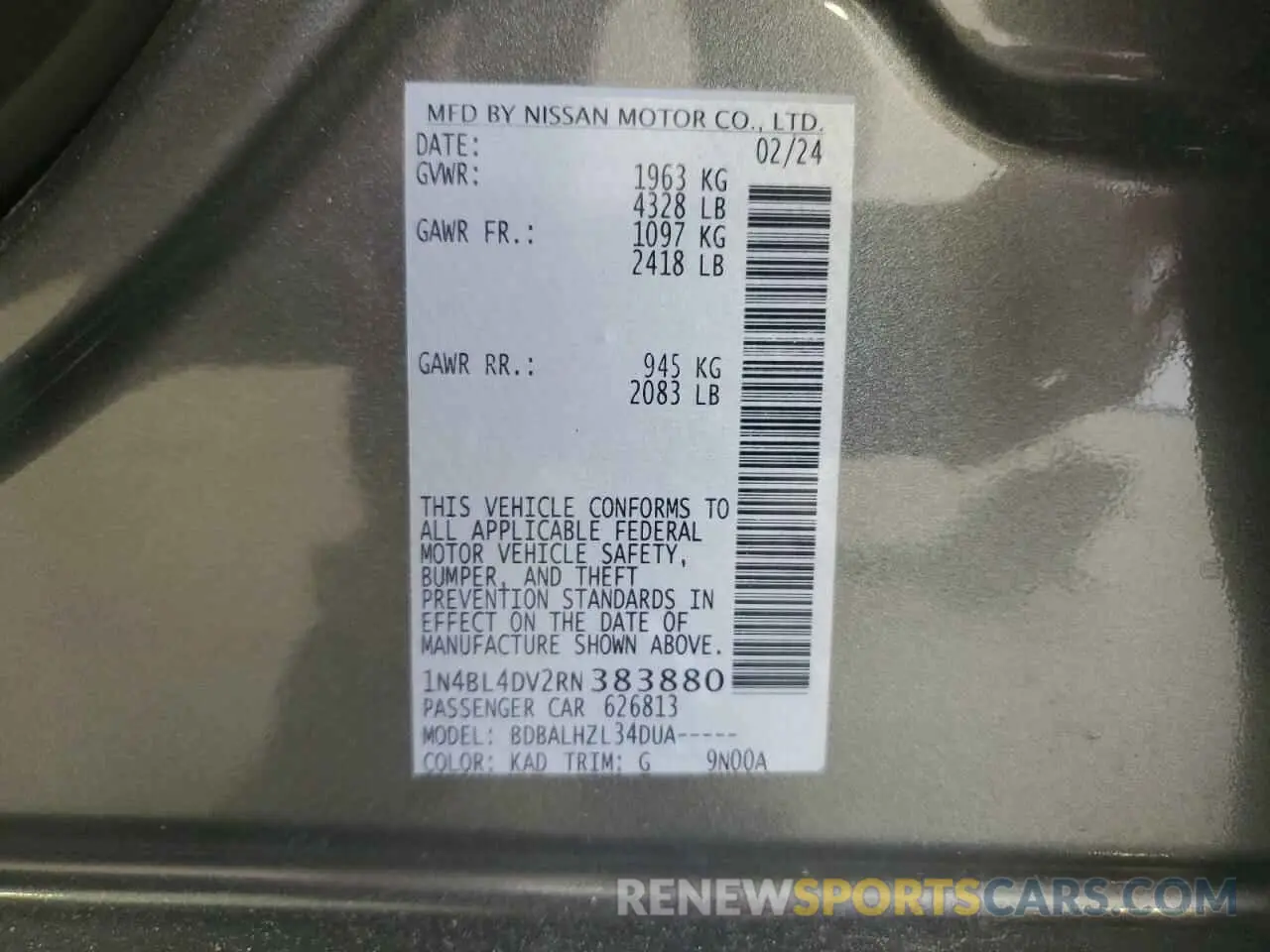 13 Фотография поврежденного автомобиля 1N4BL4DV2RN383880 NISSAN ALTIMA 2024