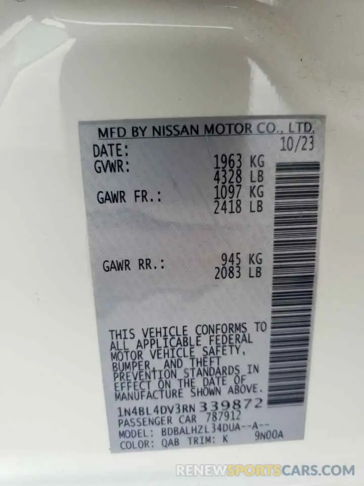 14 Фотография поврежденного автомобиля 1N4BL4DV3RN339872 NISSAN ALTIMA 2024