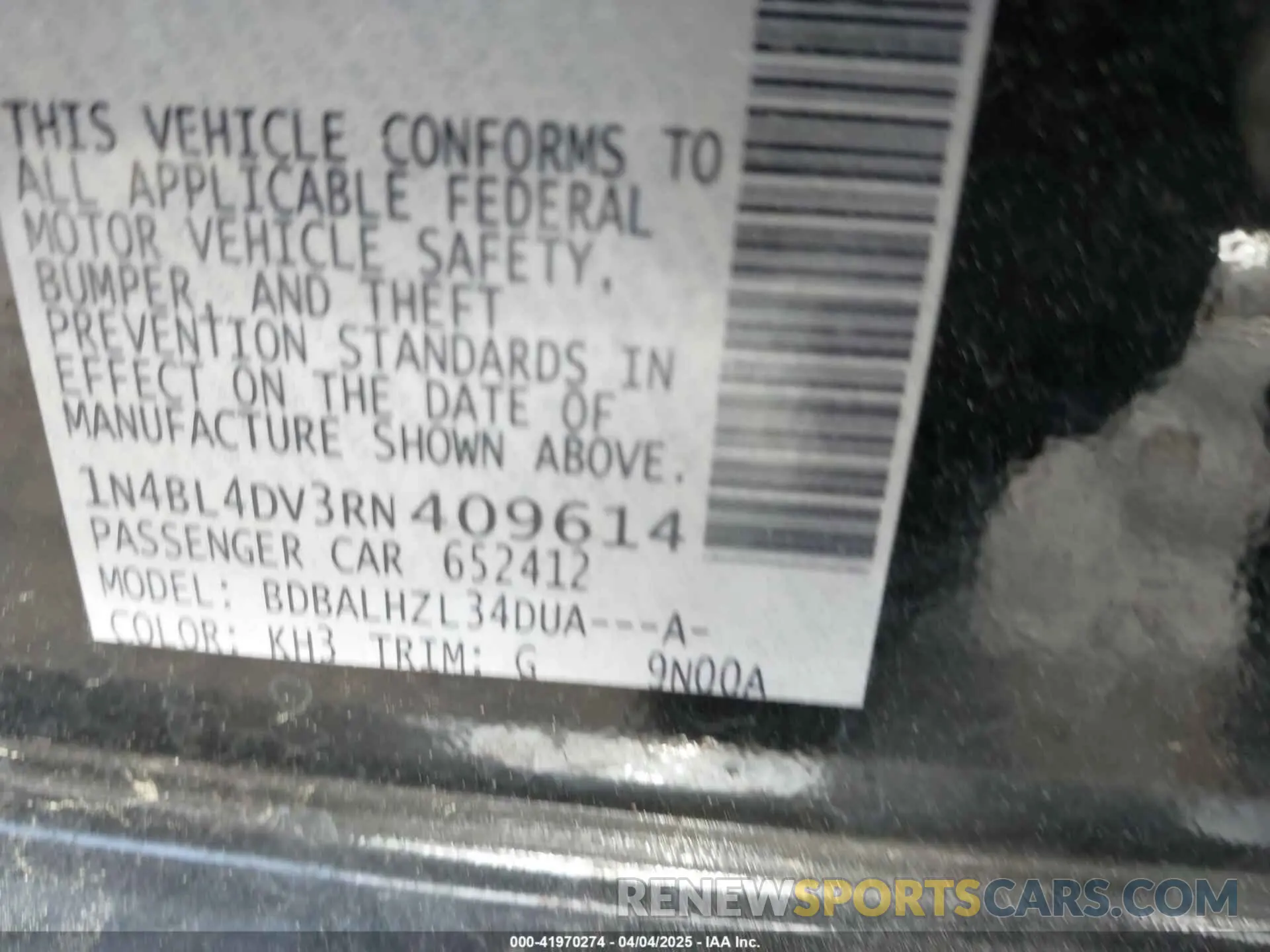 9 Фотография поврежденного автомобиля 1N4BL4DV3RN409614 NISSAN ALTIMA 2024