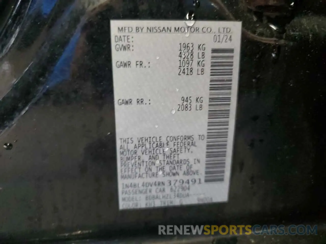 13 Photograph of a damaged car 1N4BL4DV4RN379491 NISSAN ALTIMA 2024