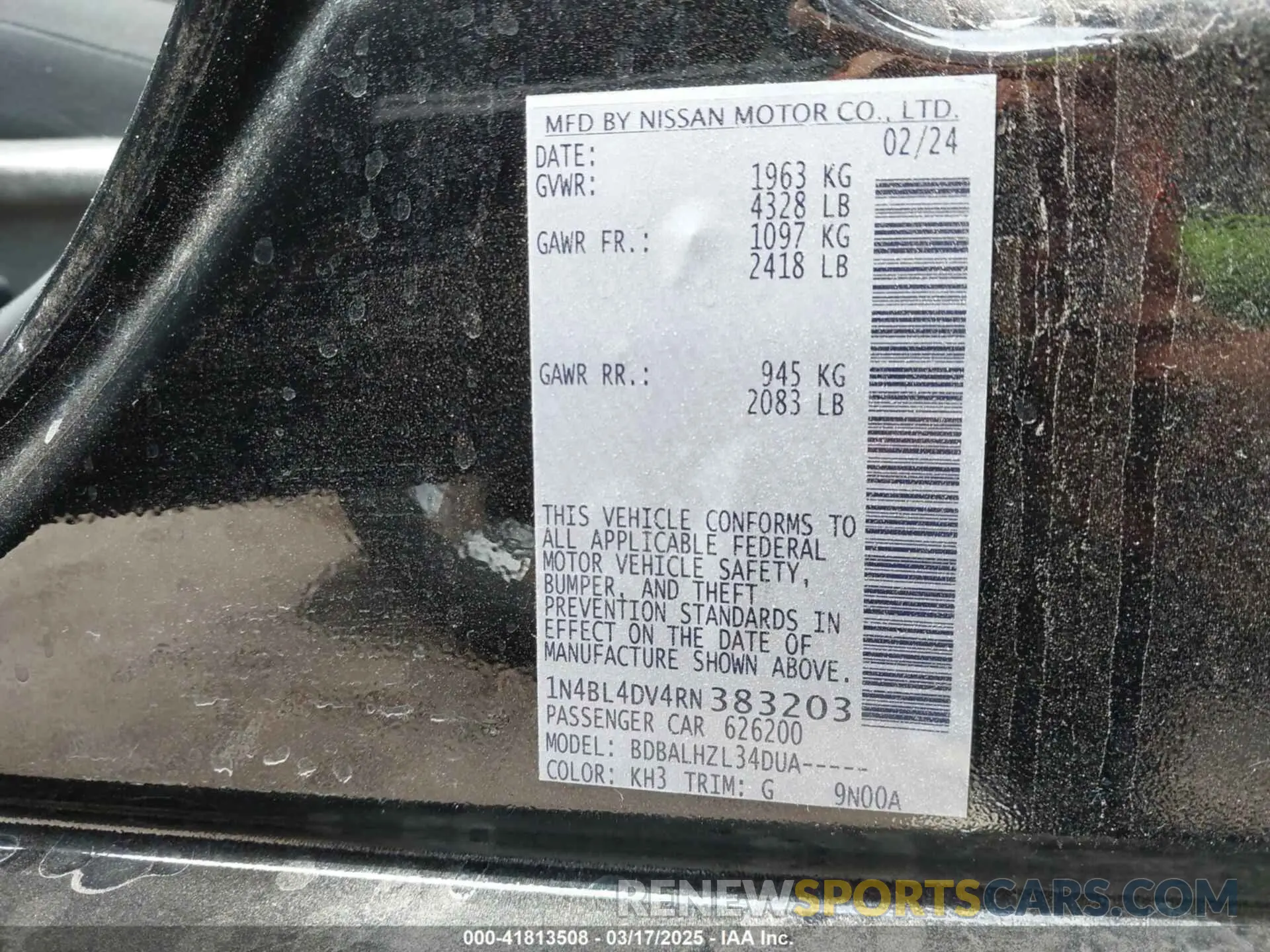 9 Фотография поврежденного автомобиля 1N4BL4DV4RN383203 NISSAN ALTIMA 2024