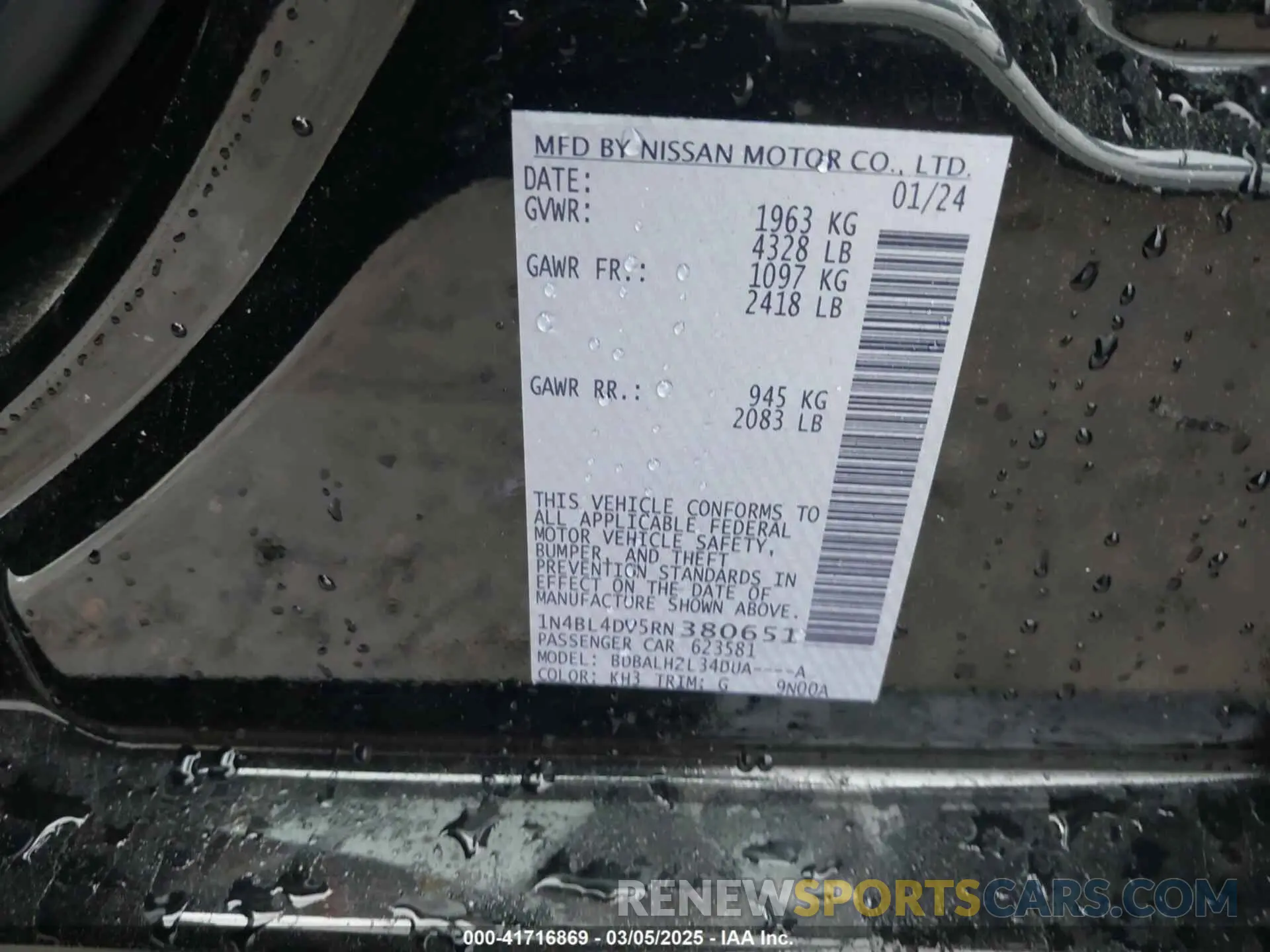 9 Фотография поврежденного автомобиля 1N4BL4DV5RN380651 NISSAN ALTIMA 2024