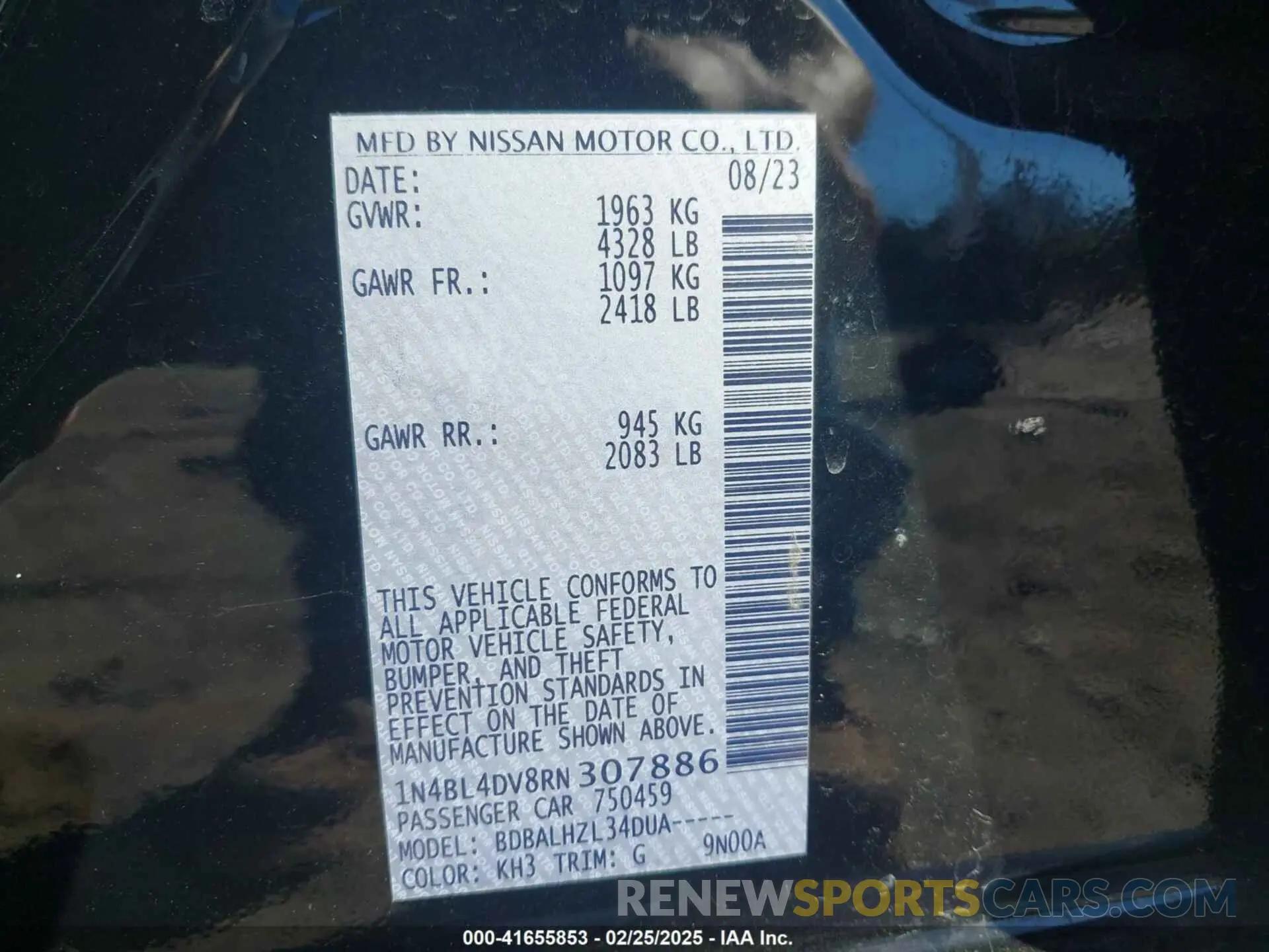 9 Photograph of a damaged car 1N4BL4DV8RN307886 NISSAN ALTIMA 2024