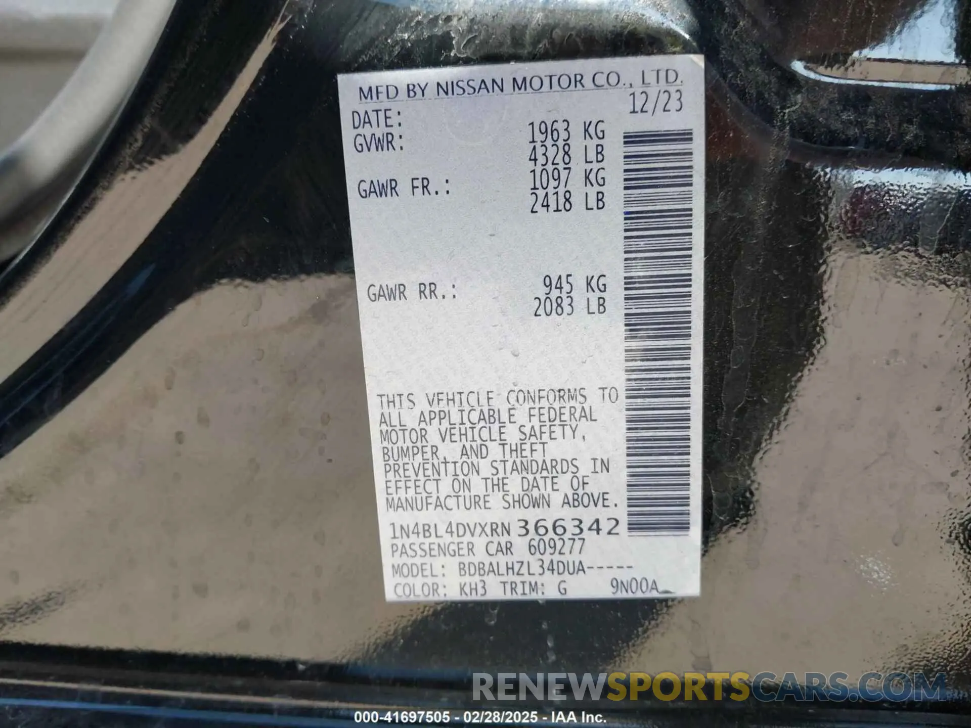 9 Фотография поврежденного автомобиля 1N4BL4DVXRN366342 NISSAN ALTIMA 2024