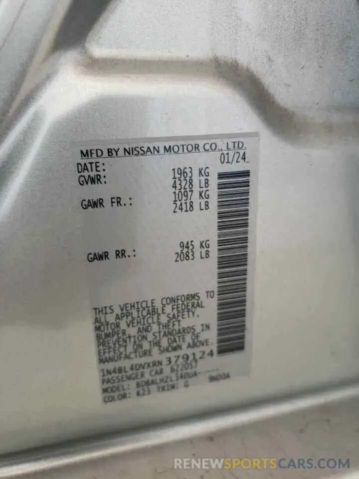 13 Фотография поврежденного автомобиля 1N4BL4DVXRN379124 NISSAN ALTIMA 2024