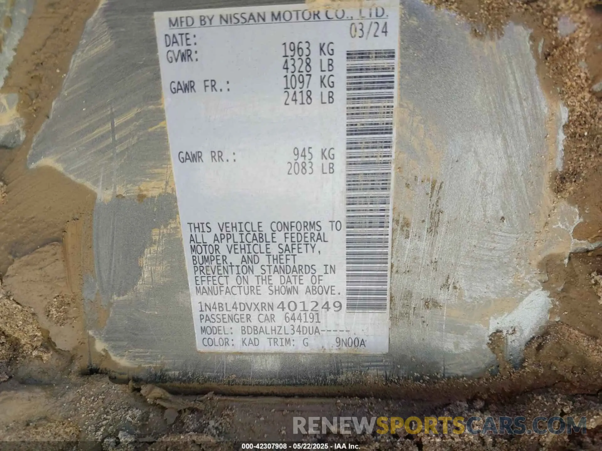 9 Фотография поврежденного автомобиля 1N4BL4DVXRN401249 NISSAN ALTIMA 2024