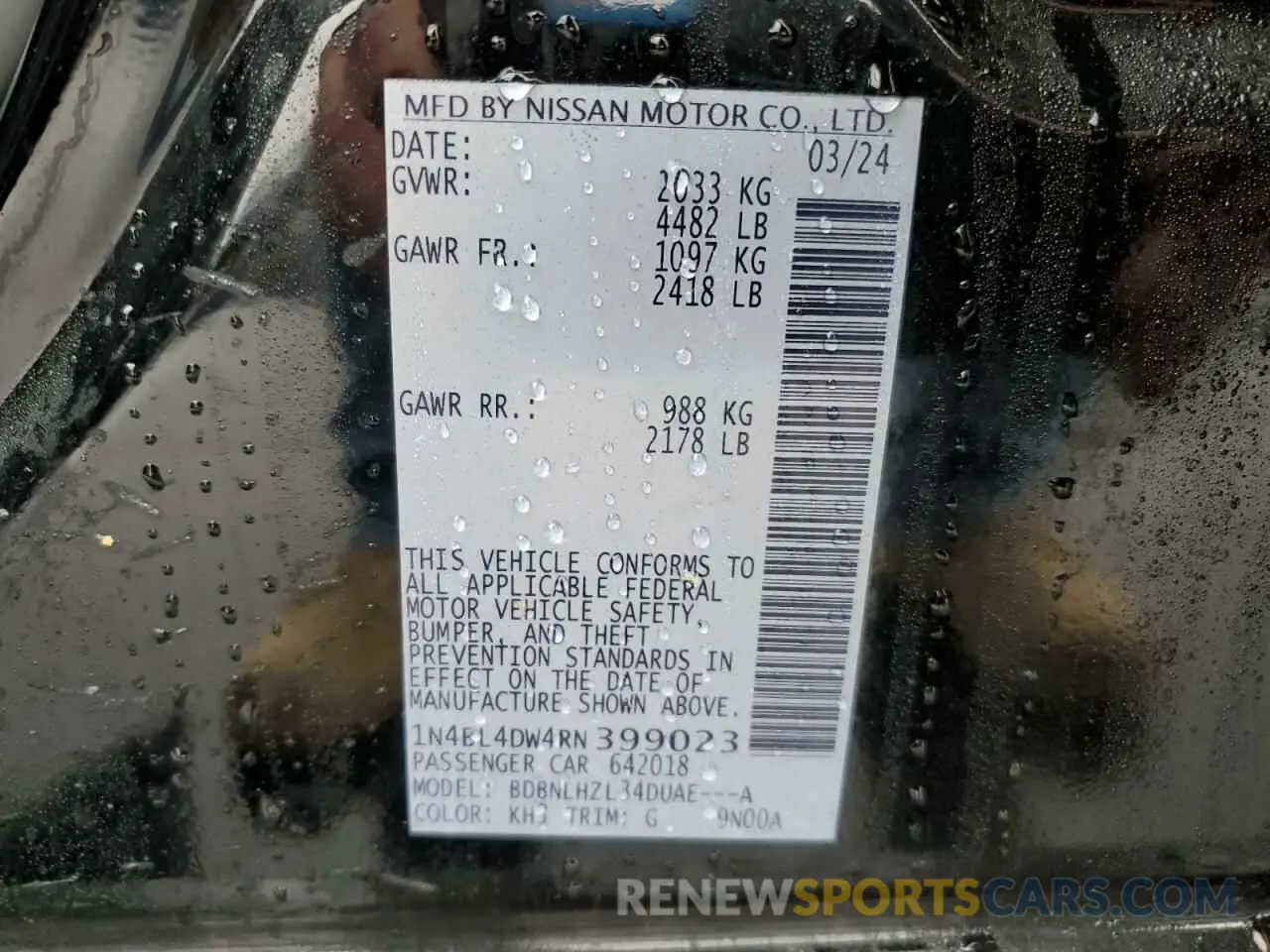 12 Фотография поврежденного автомобиля 1N4BL4DW4RN399023 NISSAN ALTIMA 2024
