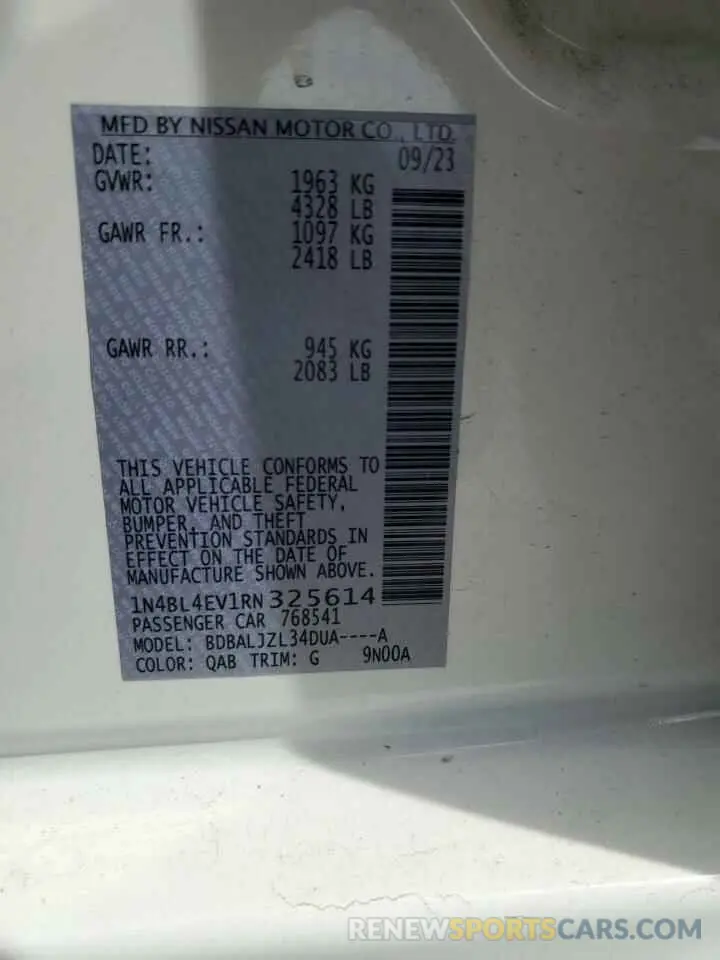 14 Фотография поврежденного автомобиля 1N4BL4EV1RN325614 NISSAN ALTIMA 2024