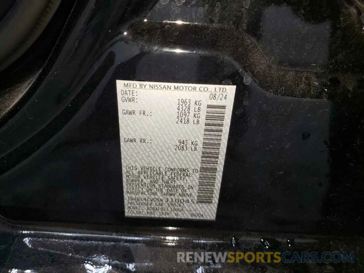 12 Photograph of a damaged car 1N4BL4CV0SN310045 NISSAN ALTIMA 2025