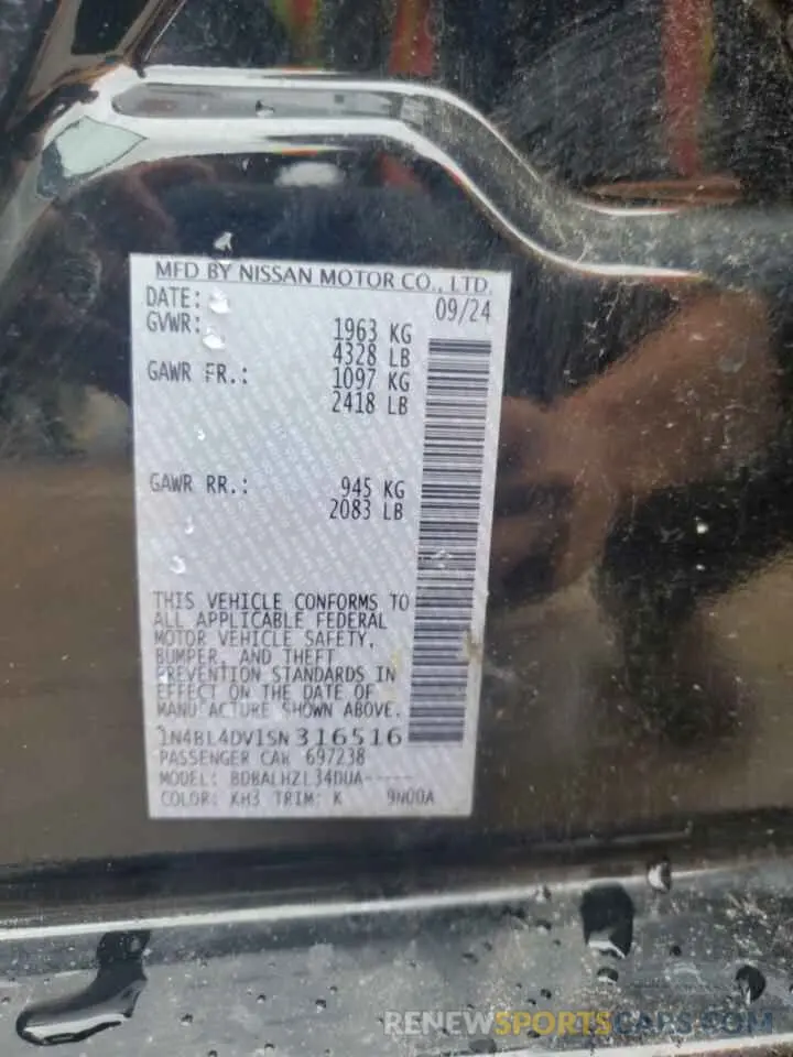 12 Фотография поврежденного автомобиля 1N4BL4DV1SN316516 NISSAN ALTIMA 2025