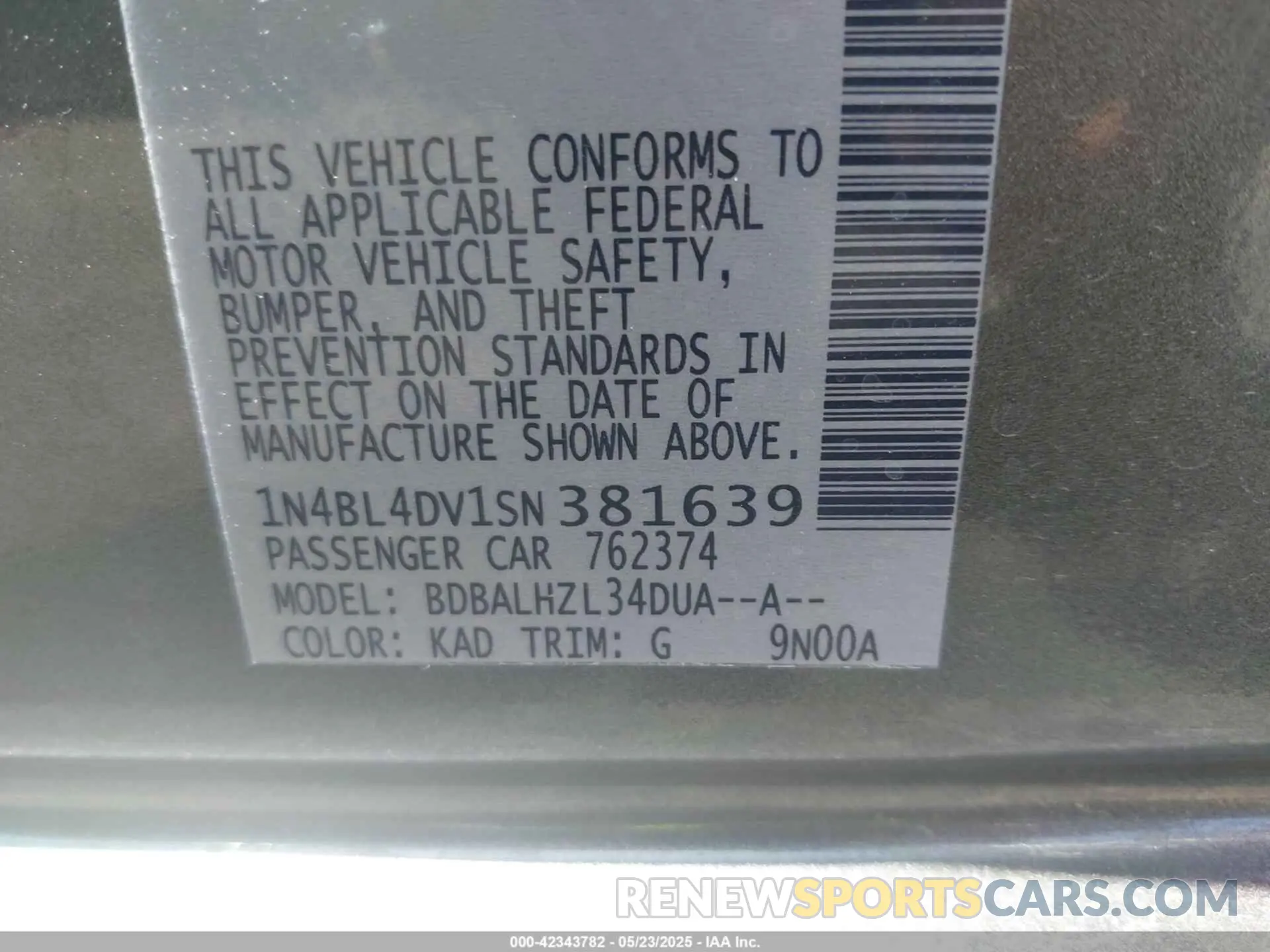 9 Фотография поврежденного автомобиля 1N4BL4DV1SN381639 NISSAN ALTIMA 2025