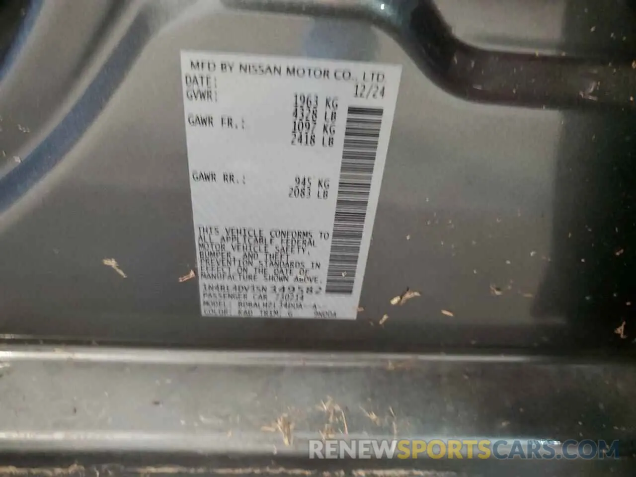 12 Фотография поврежденного автомобиля 1N4BL4DV3SN349582 NISSAN ALTIMA 2025