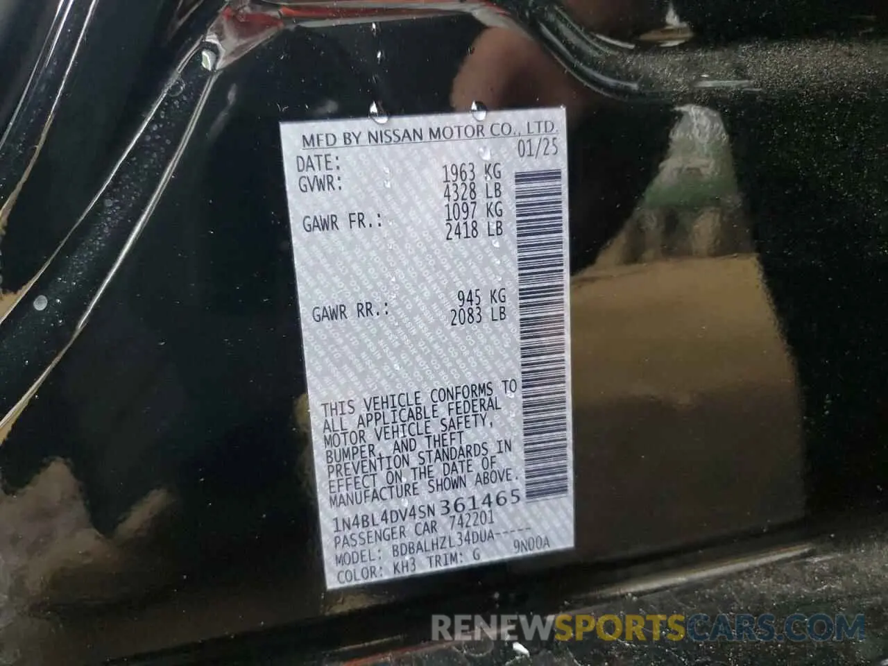 12 Фотография поврежденного автомобиля 1N4BL4DV4SN361465 NISSAN ALTIMA 2025