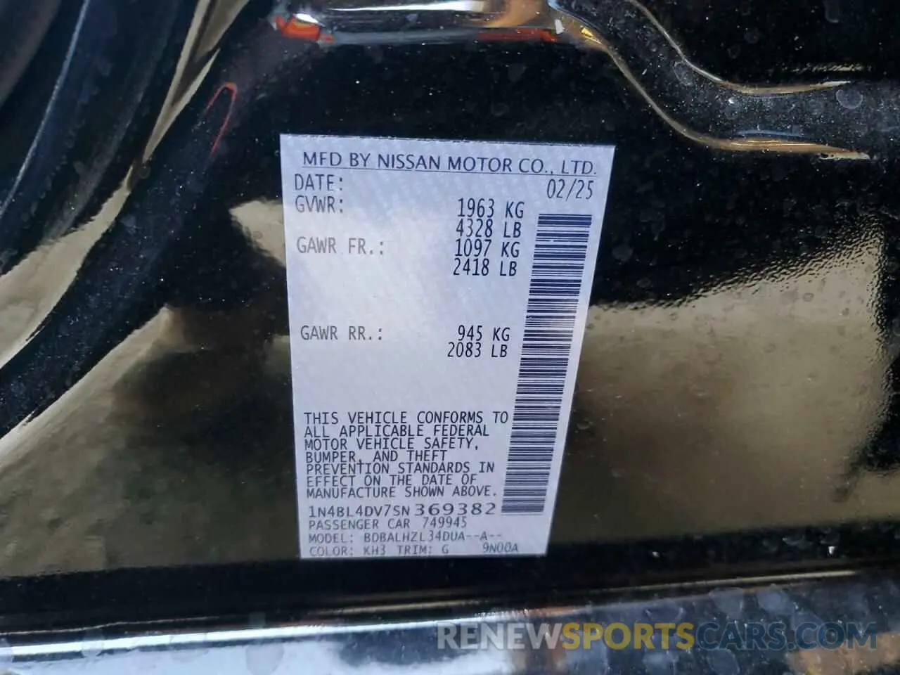 12 Фотография поврежденного автомобиля 1N4BL4DV7SN369382 NISSAN ALTIMA 2025