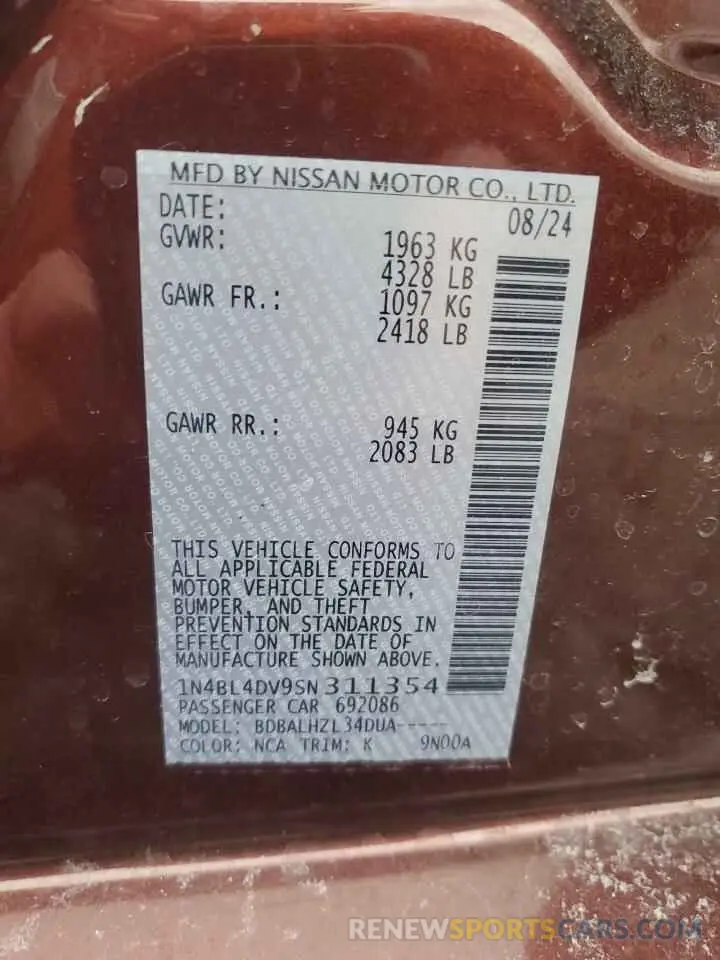 12 Фотография поврежденного автомобиля 1N4BL4DV9SN311354 NISSAN ALTIMA 2025