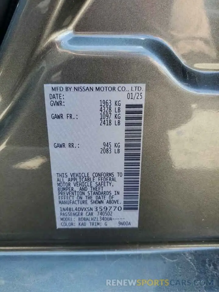 13 Фотография поврежденного автомобиля 1N4BL4DVXSN359770 NISSAN ALTIMA 2025