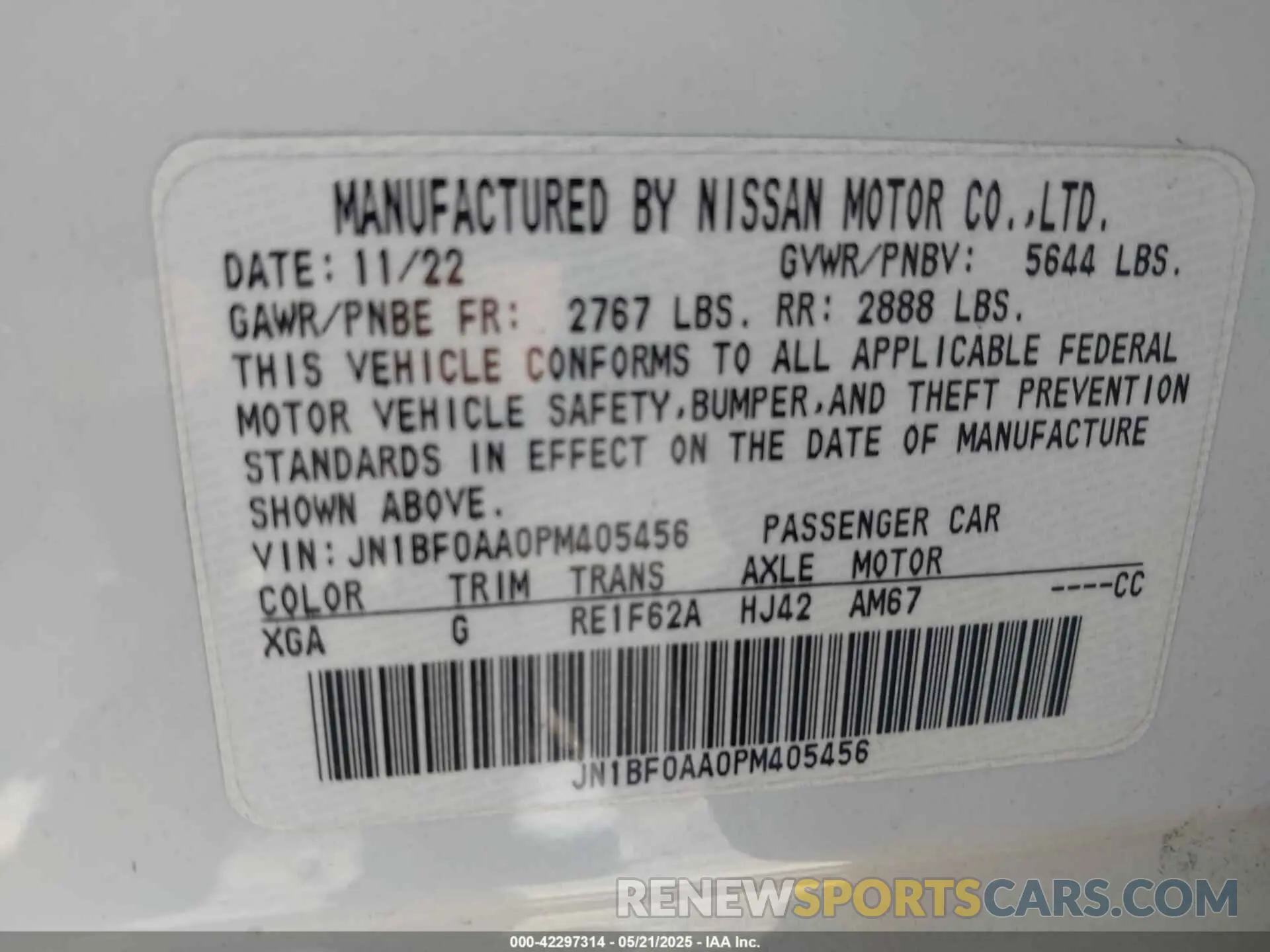 9 Photograph of a damaged car JN1BF0AA0PM405456 NISSAN ARIYA 2023