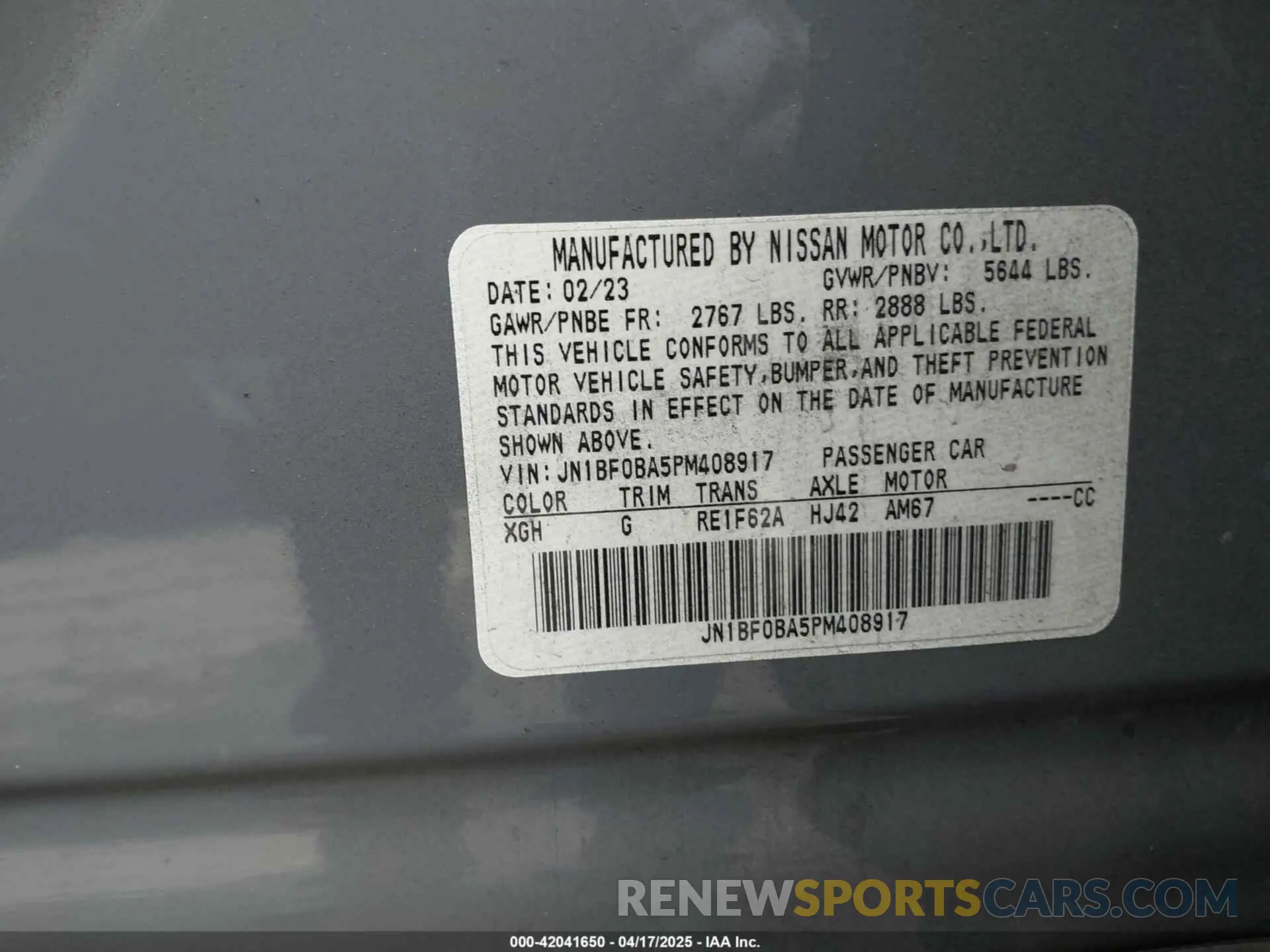 9 Фотография поврежденного автомобиля JN1BF0BA5PM408917 NISSAN ARIYA 2023