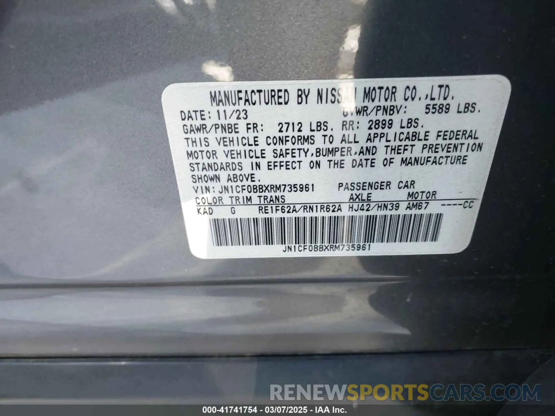 9 Фотография поврежденного автомобиля JN1CF0BBXRM735961 NISSAN ARIYA 2024