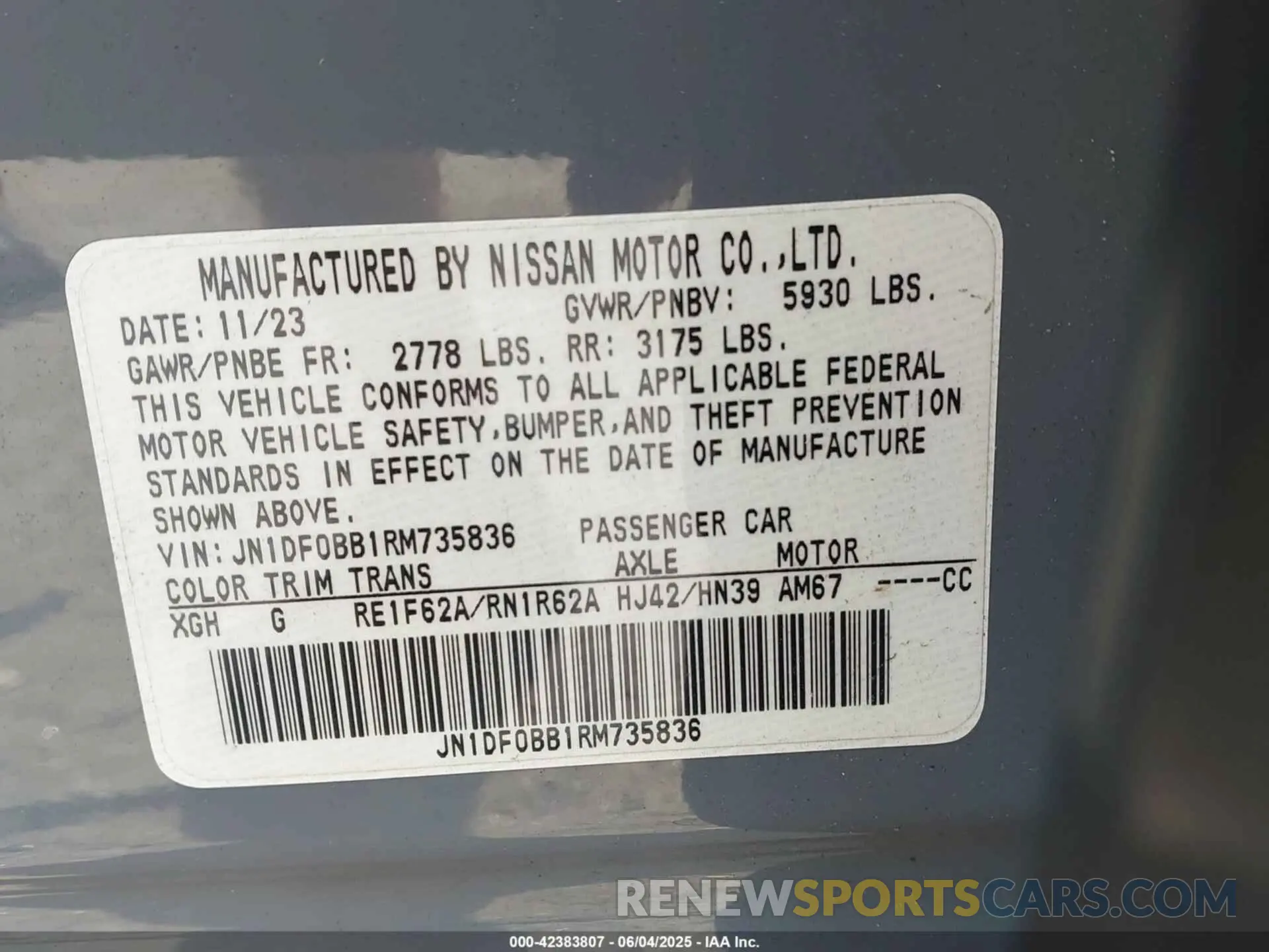 9 Фотография поврежденного автомобиля JN1DF0BB1RM735836 NISSAN ARIYA 2024