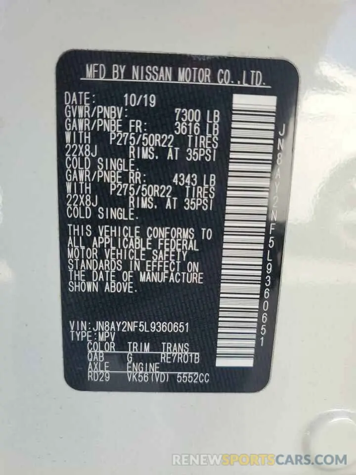 13 Фотография поврежденного автомобиля JN8AY2NF5L9360651 NISSAN ARMADA 2020