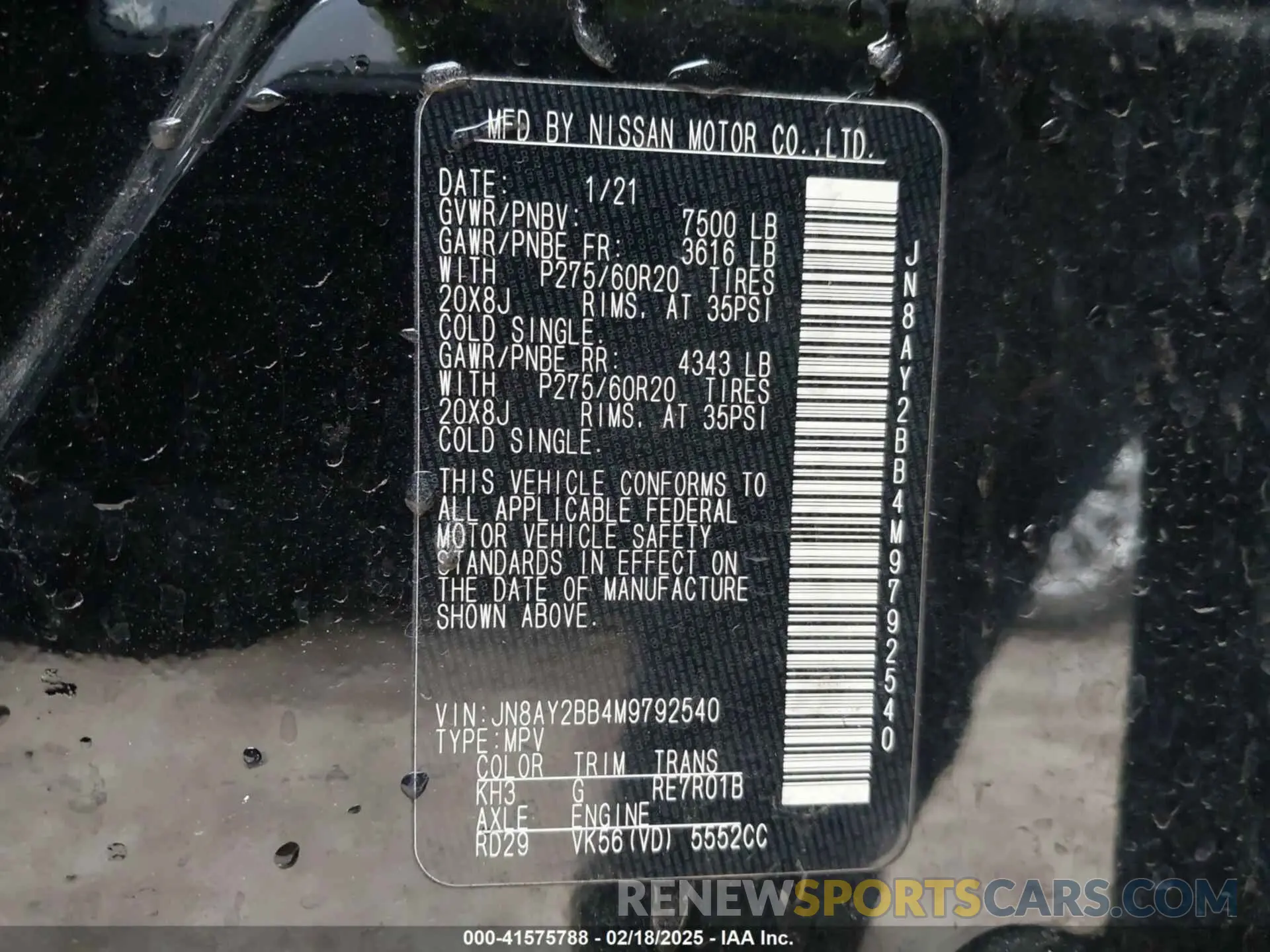 9 Photograph of a damaged car JN8AY2BB4M9792540 NISSAN ARMADA 2021