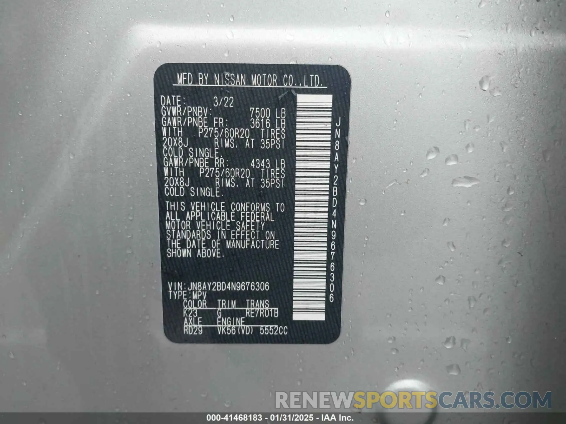 9 Photograph of a damaged car JN8AY2BD4N9676306 NISSAN ARMADA 2022