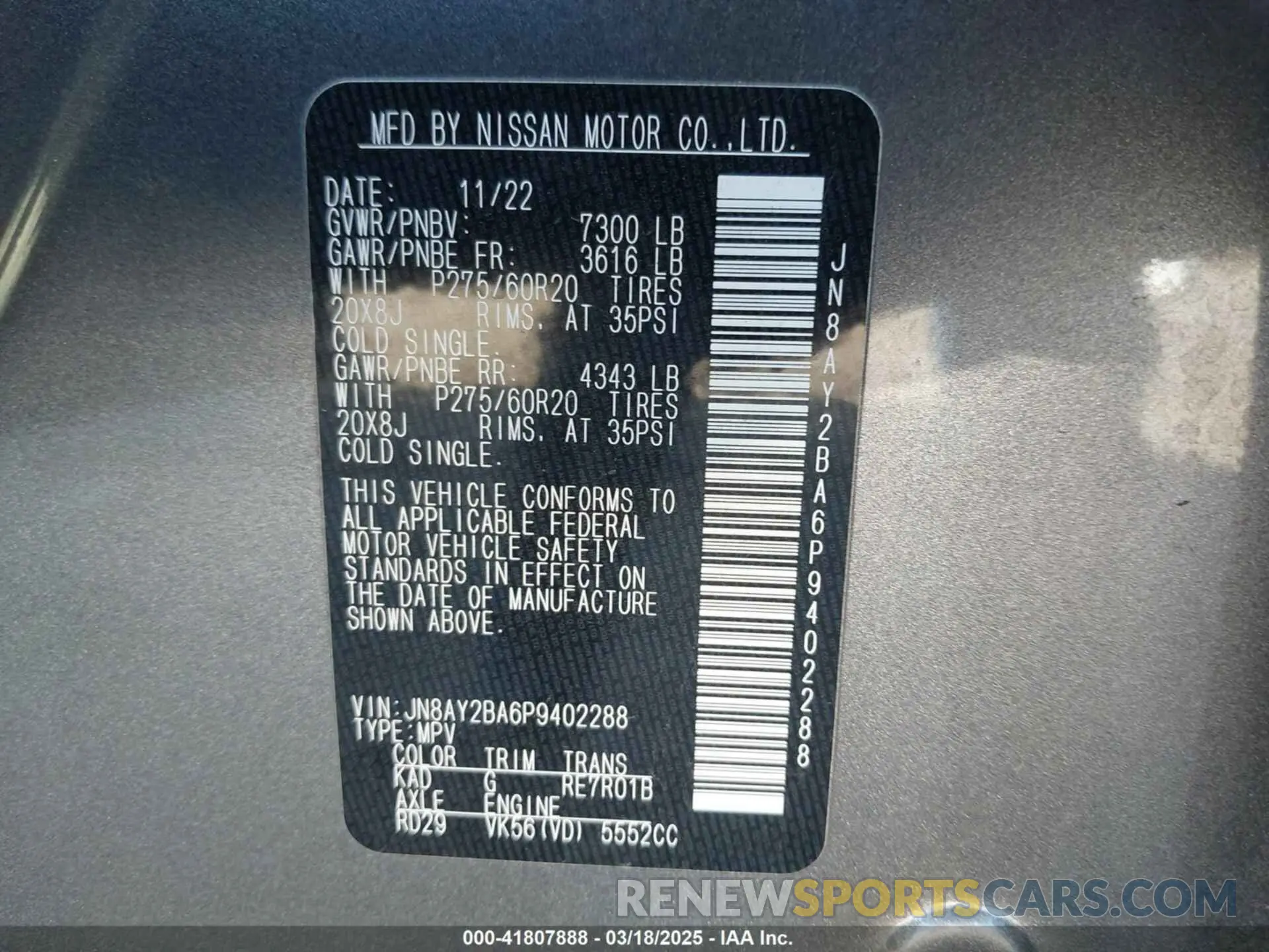 9 Photograph of a damaged car JN8AY2BA6P9402288 NISSAN ARMADA 2023