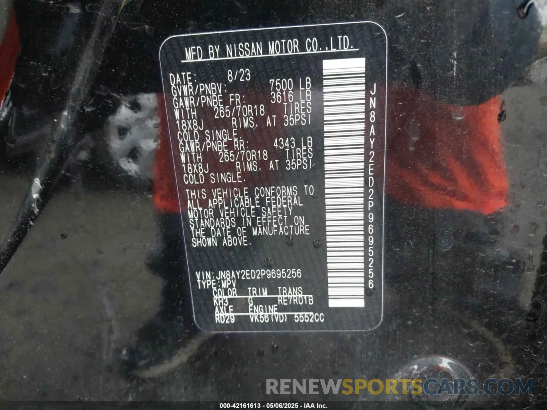9 Фотография поврежденного автомобиля JN8AY2ED2P9695256 NISSAN ARMADA 2023
