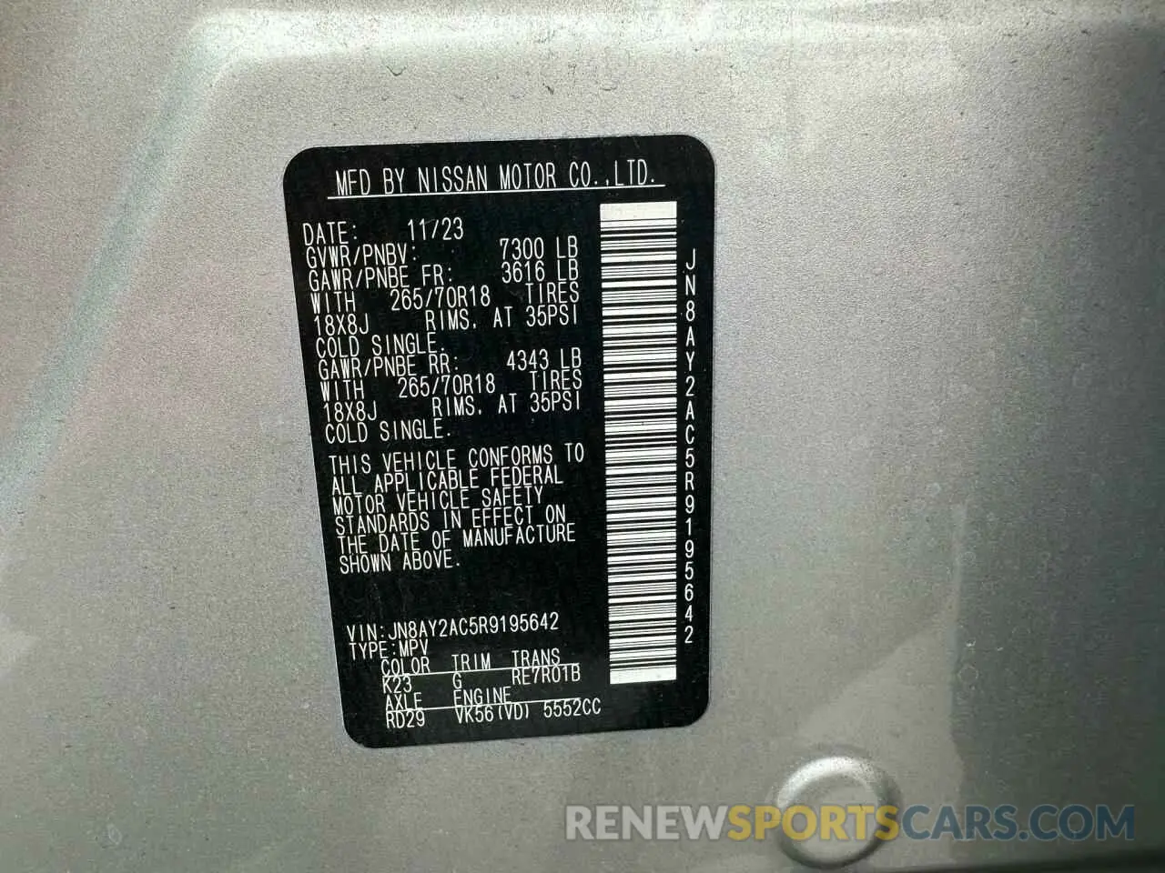 10 Фотография поврежденного автомобиля JN8AY2AC5R9195642 NISSAN ARMADA 2024