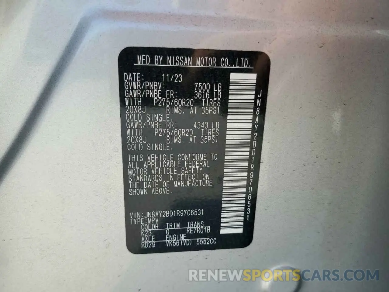 14 Фотография поврежденного автомобиля JN8AY2BD1R9706531 NISSAN ARMADA 2024