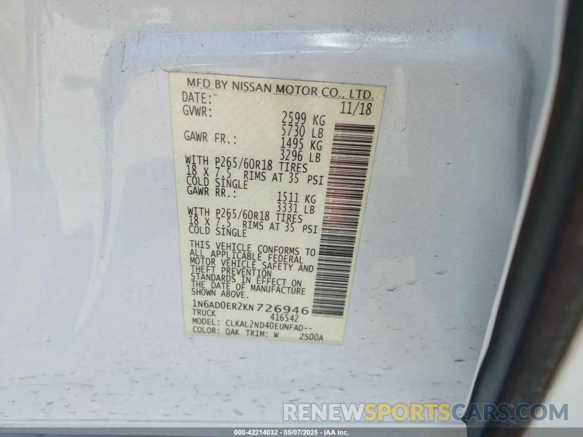 9 Photograph of a damaged car 1N6AD0ER2KN726946 NISSAN FRONTIER 2019