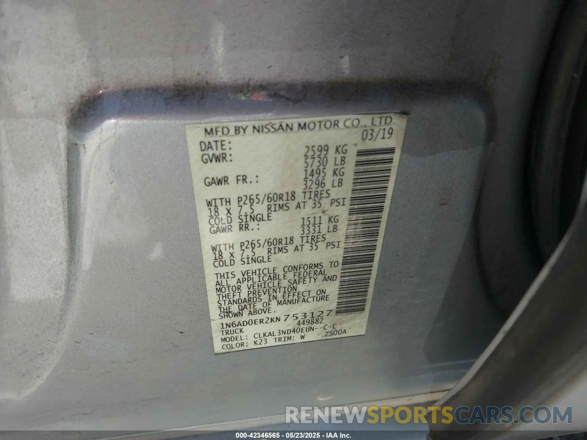 9 Photograph of a damaged car 1N6AD0ER2KN753127 NISSAN FRONTIER 2019