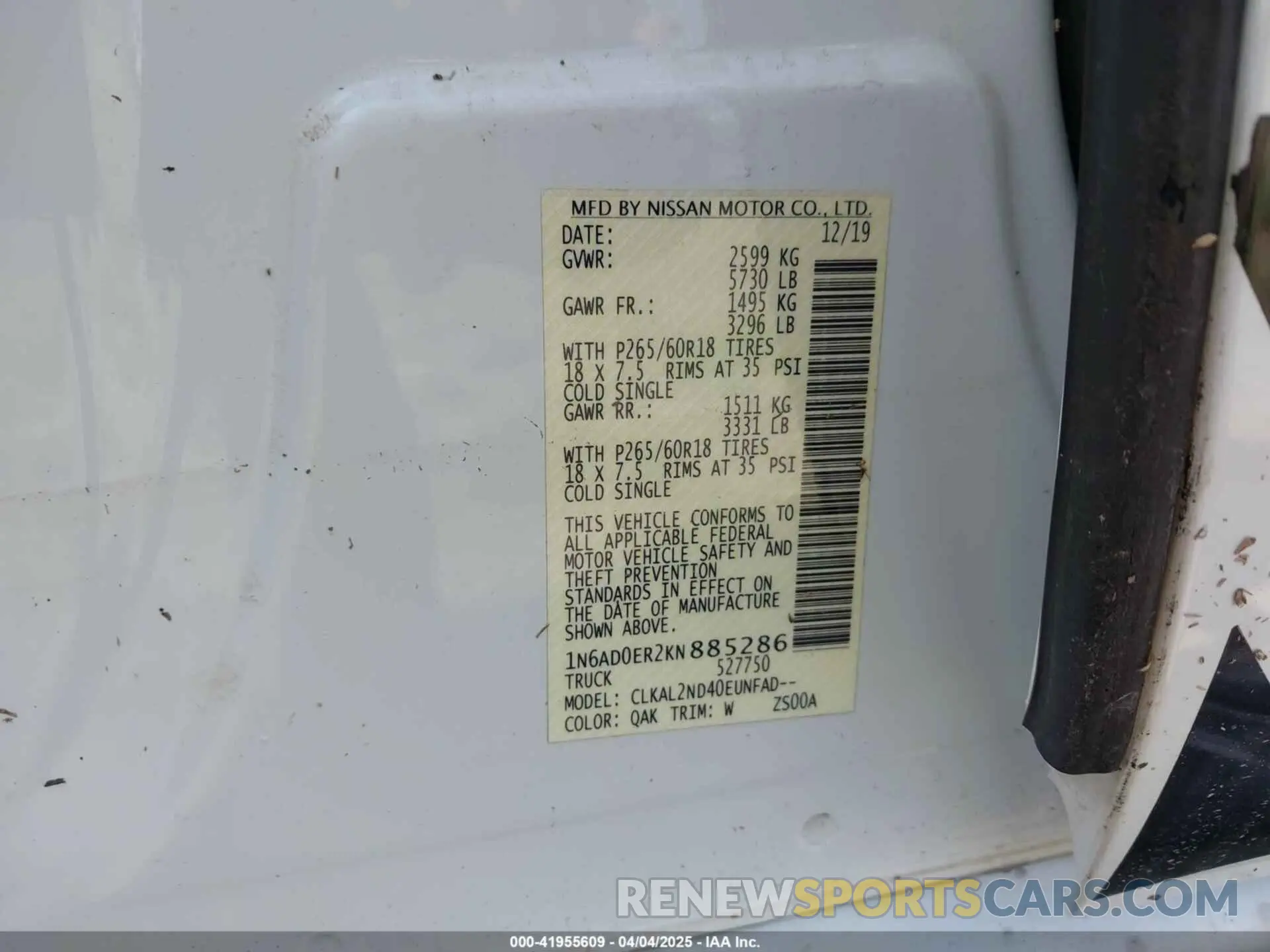 9 Фотография поврежденного автомобиля 1N6AD0ER2KN885286 NISSAN FRONTIER 2019