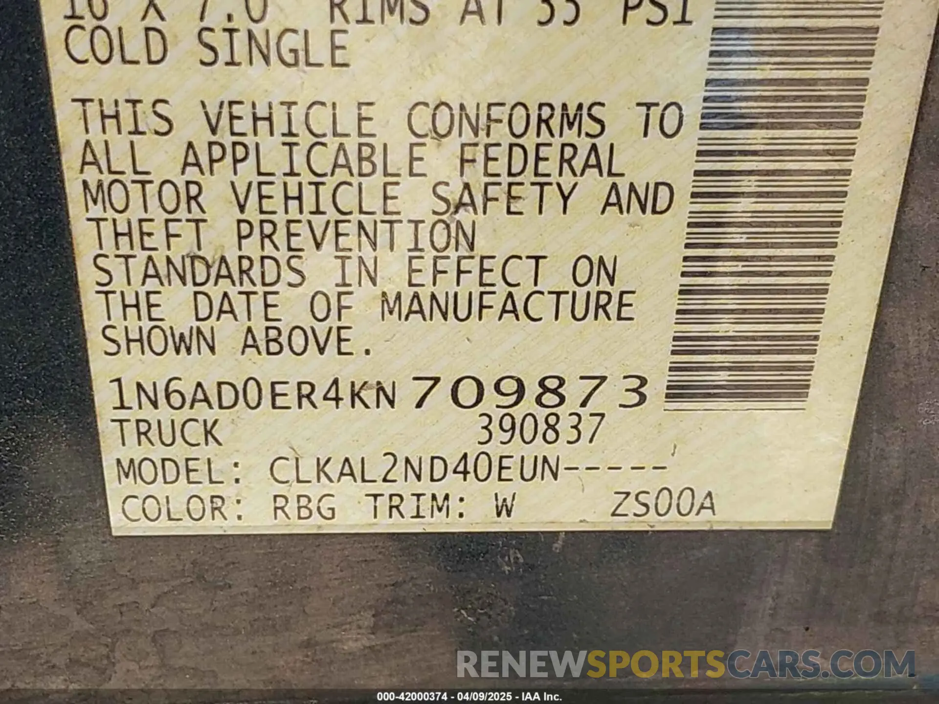 9 Photograph of a damaged car 1N6AD0ER4KN709873 NISSAN FRONTIER 2019