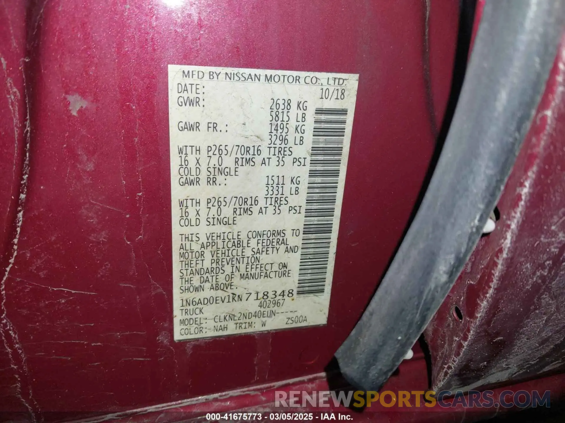 9 Фотография поврежденного автомобиля 1N6AD0EV1KN718348 NISSAN FRONTIER 2019