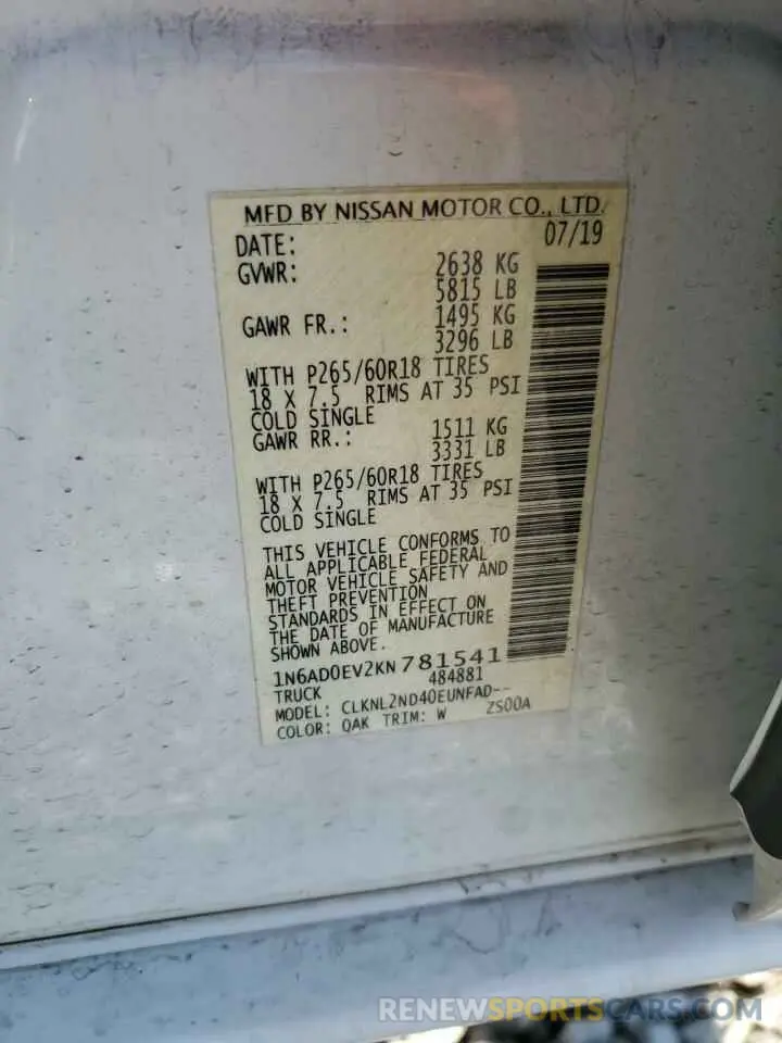 13 Photograph of a damaged car 1N6AD0EV2KN781541 NISSAN FRONTIER 2019