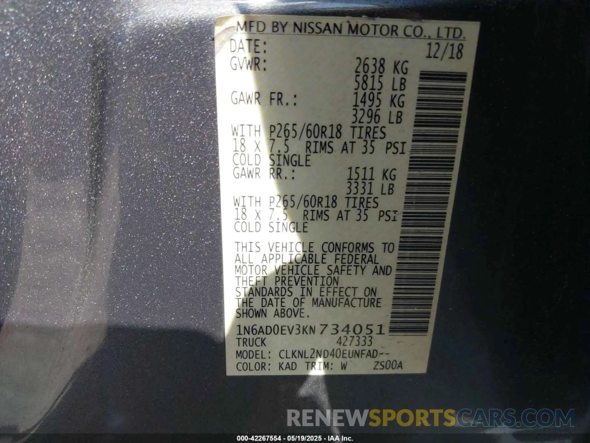 9 Фотография поврежденного автомобиля 1N6AD0EV3KN734051 NISSAN FRONTIER 2019
