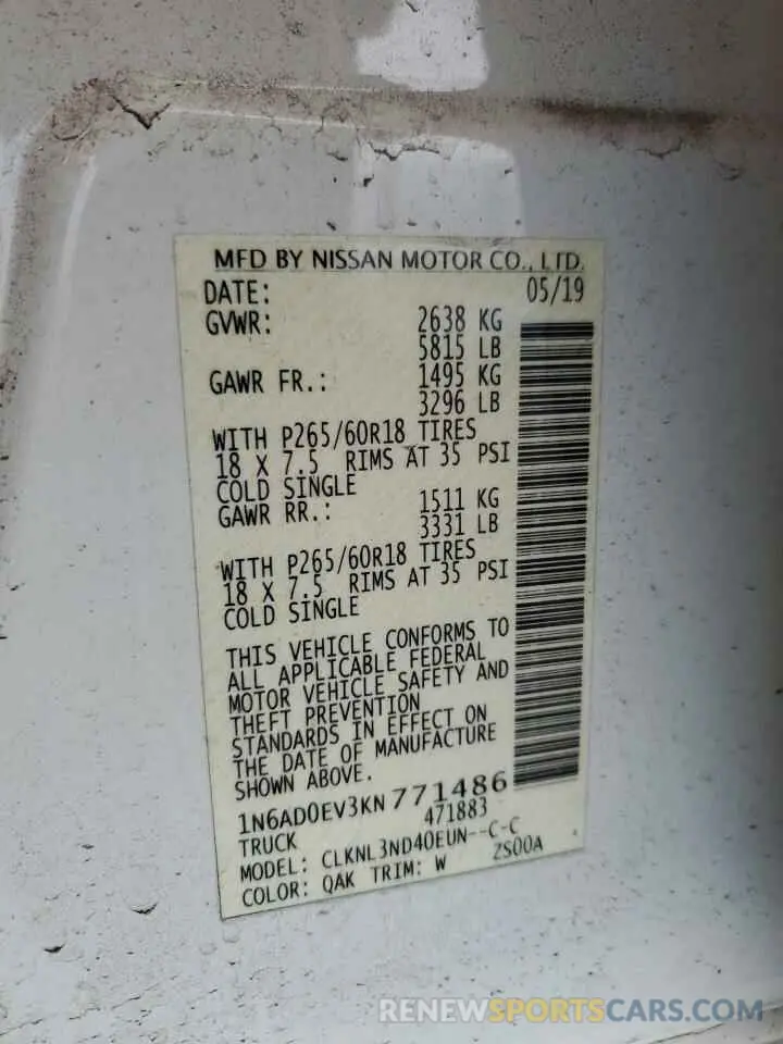 12 Фотография поврежденного автомобиля 1N6AD0EV3KN771486 NISSAN FRONTIER 2019