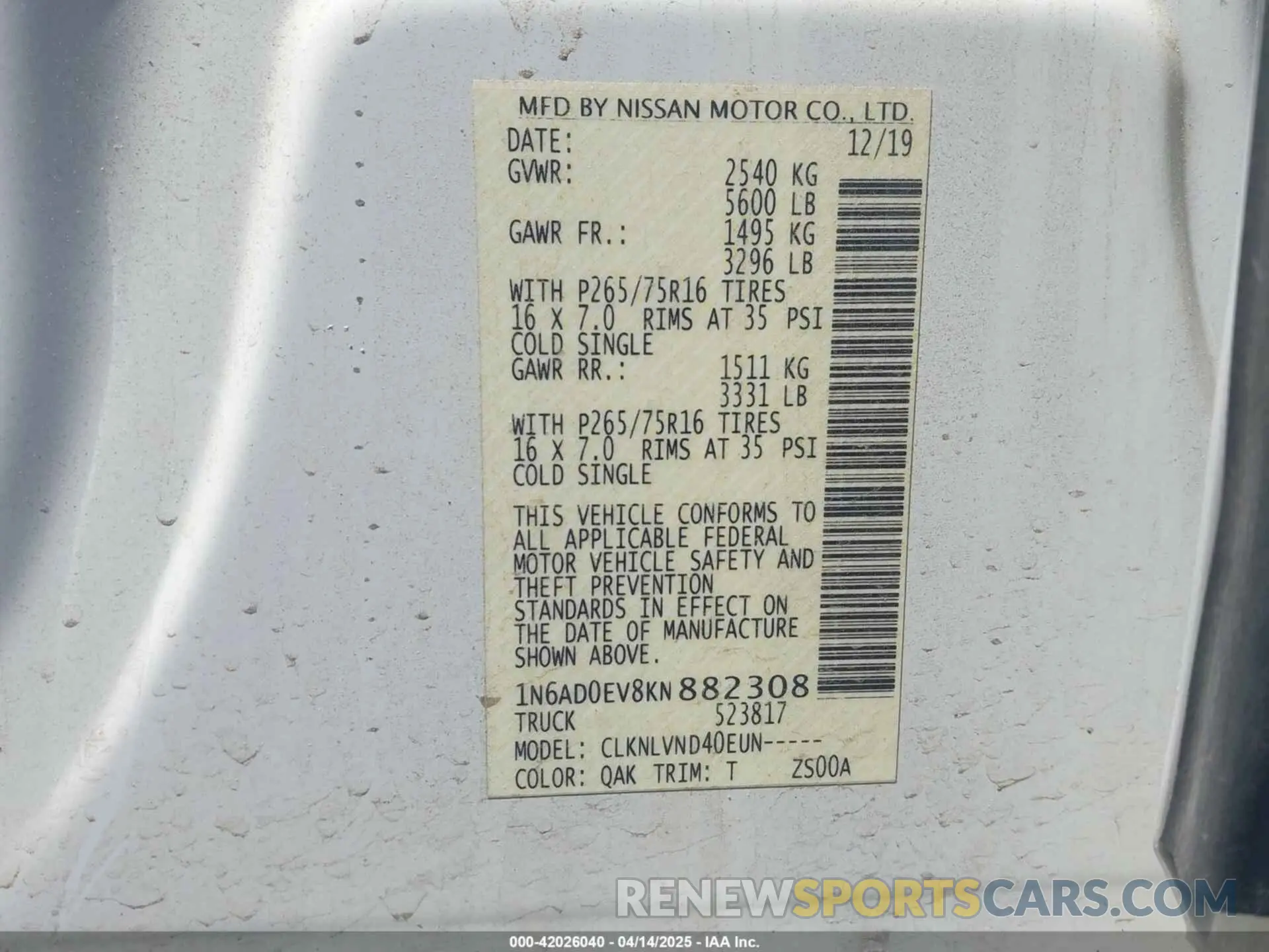 9 Фотография поврежденного автомобиля 1N6AD0EV8KN882308 NISSAN FRONTIER 2019