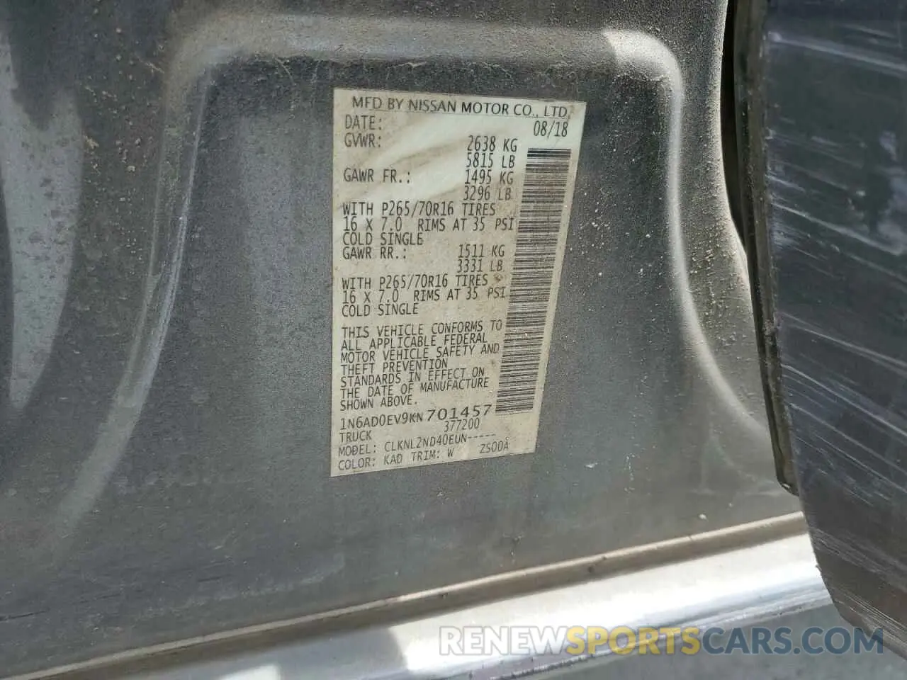 12 Фотография поврежденного автомобиля 1N6AD0EV9KN701457 NISSAN FRONTIER 2019