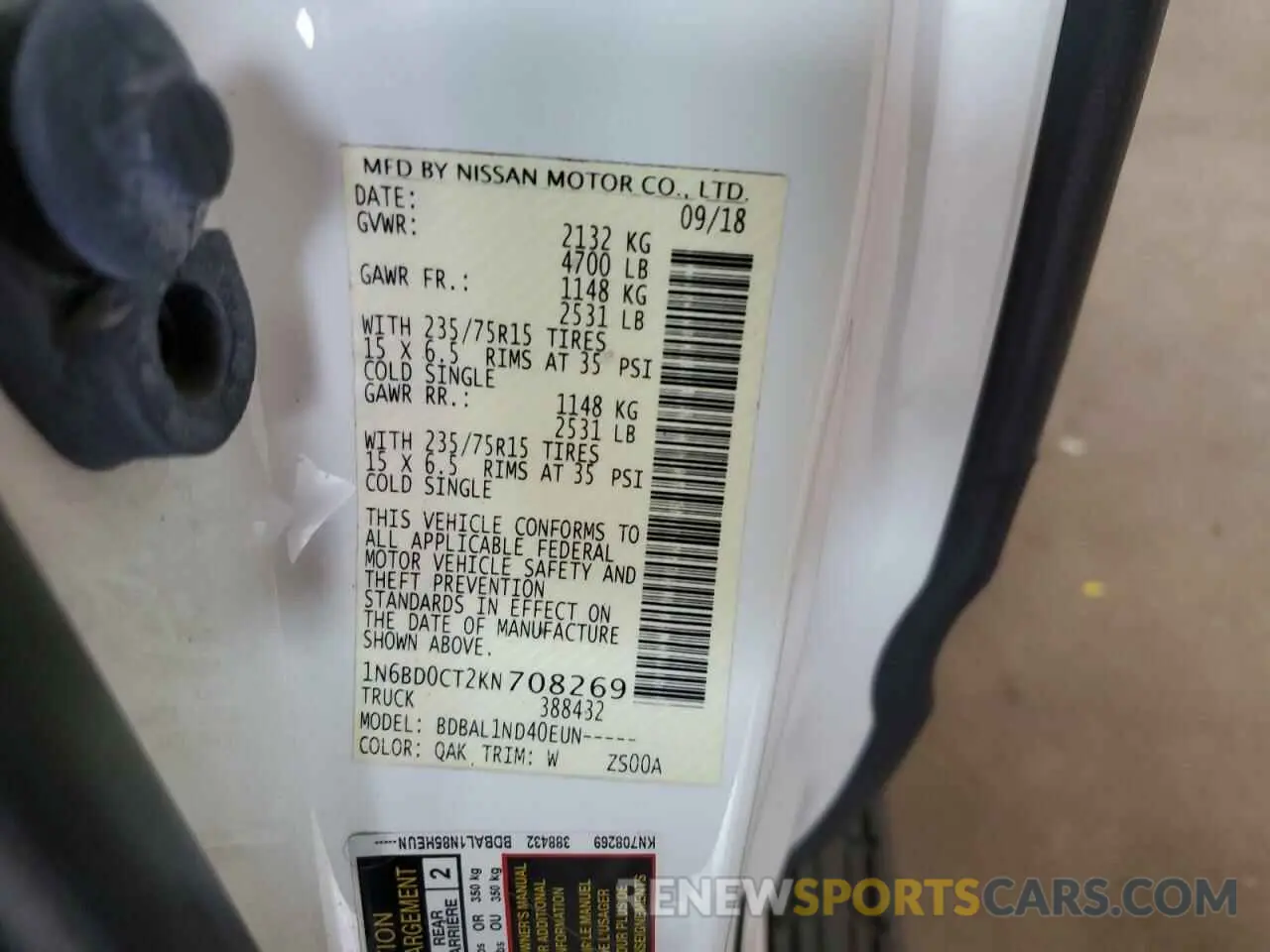 12 Photograph of a damaged car 1N6BD0CT2KN708269 NISSAN FRONTIER 2019